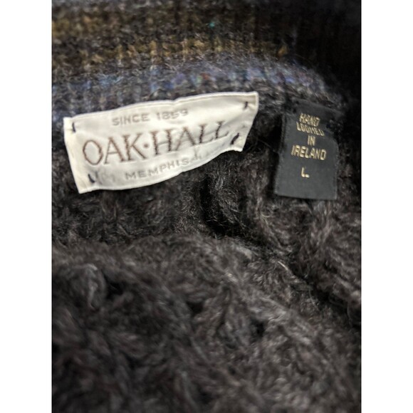 OAK HALL Memphis Hand Loomed Ireland Men’s Chunky Cardigan Sweater size L Wool - Picture 6 of 7
